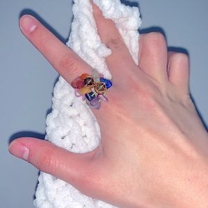 🦋✨ Cute Handmade Multi Stone Ring